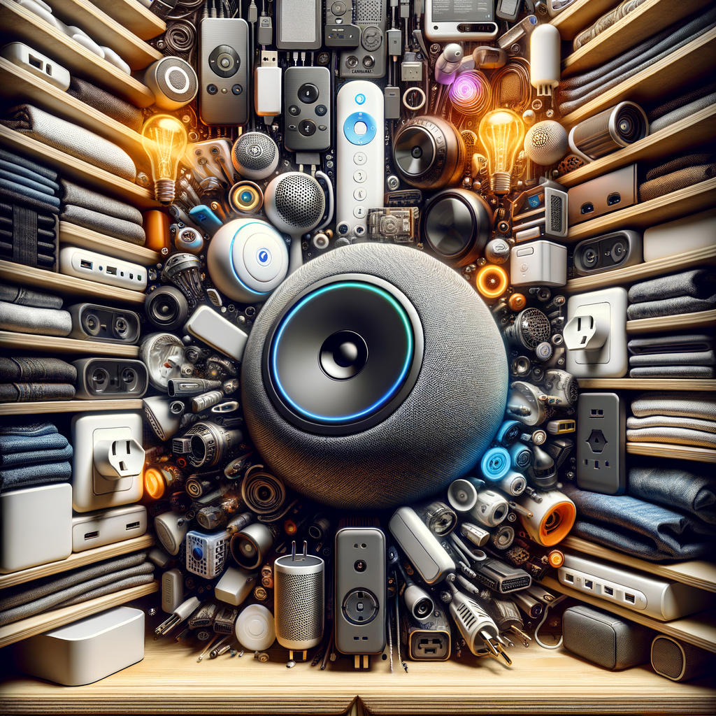 プライムデーで買ったものの、使われずに眠っているデバイスが散乱しているクローゼットの様子。