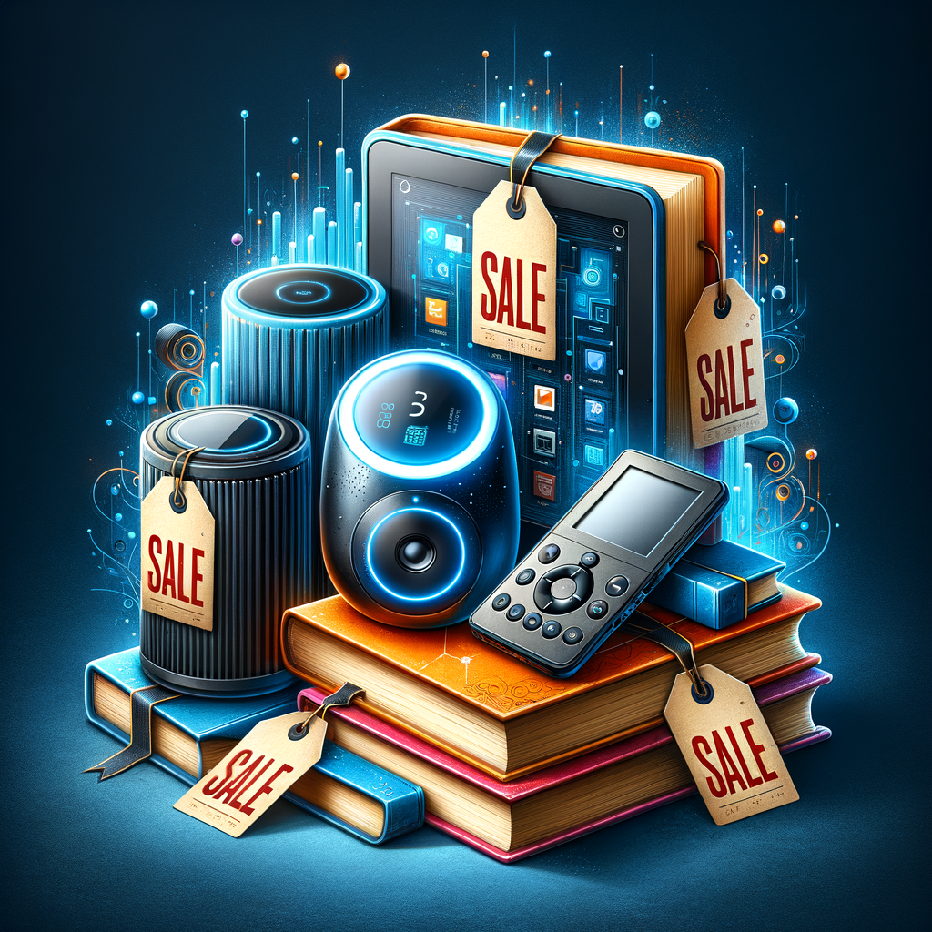 Amazonプライムデーのセールで割引されている様々なガジェット（Echo、Kindle、Fireタブレット、Ankerイヤホン、iRobotなど）が並んでいるイメージ。