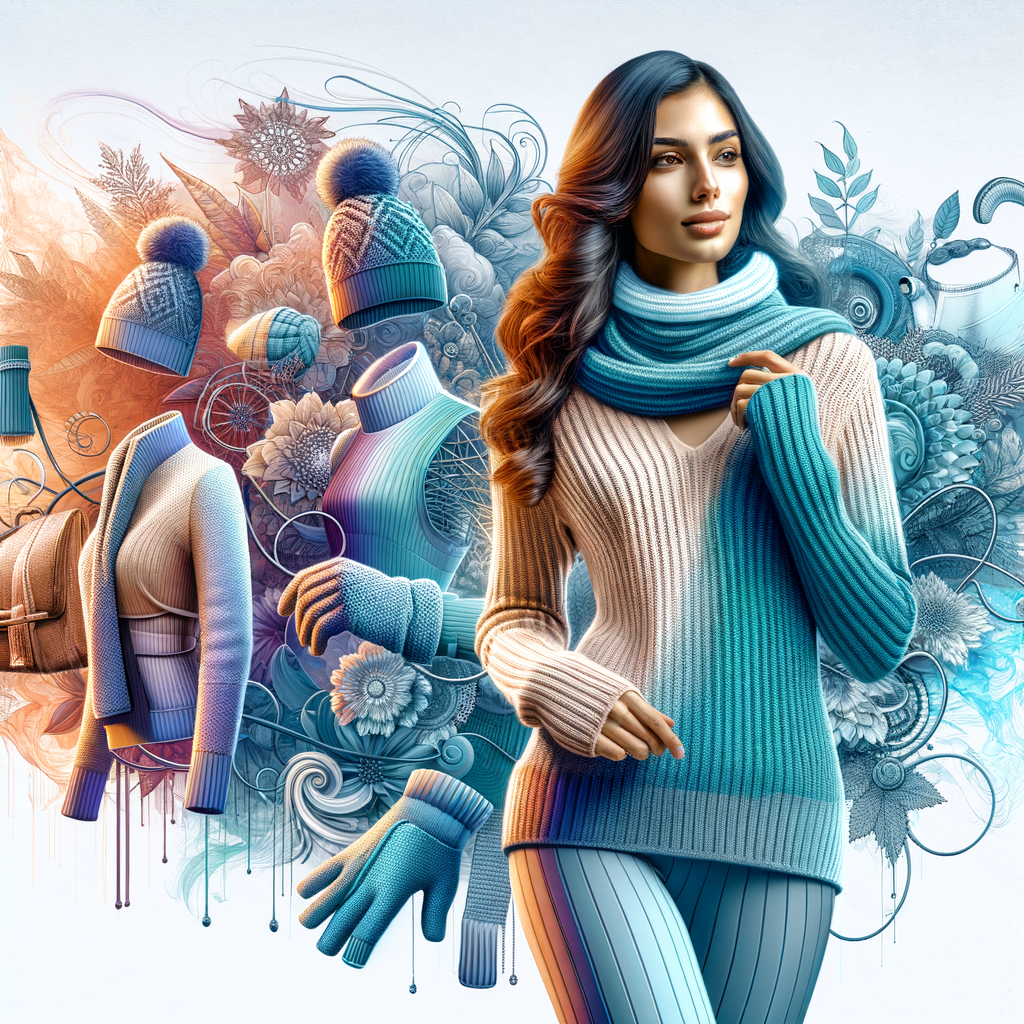 様々な素材のあったかインナーを重ね着して、冬の寒さ対策をしている女性のイメージ。