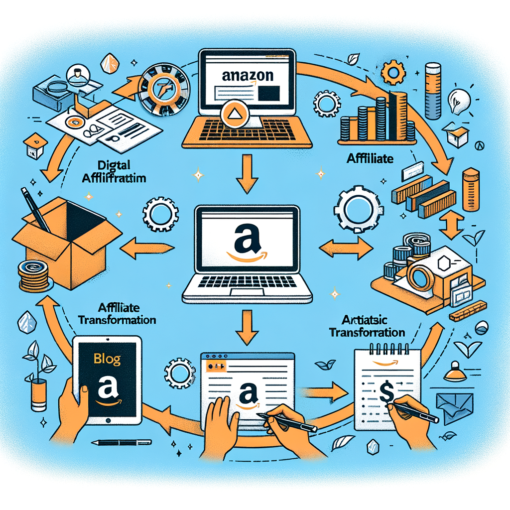 Amazonアソシエイトの基本的な流れを視覚的に表現。