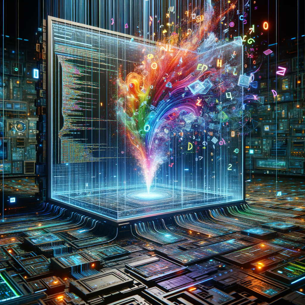 Gemini 2.5 Proの膨大な情報処理能力を、洪水のように押し寄せるデータストリームで表現。情報過多に苦しむ人々の姿も描き、現代の情報過多社会を象徴。