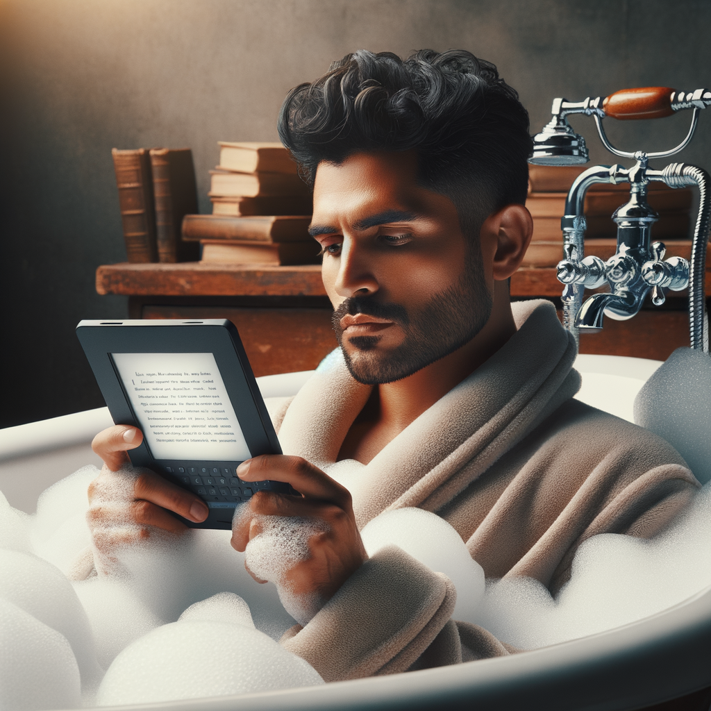 Kindle Paperwhiteの防水性能を強調し、お風呂でのリラックスした読書体験を表現しています。