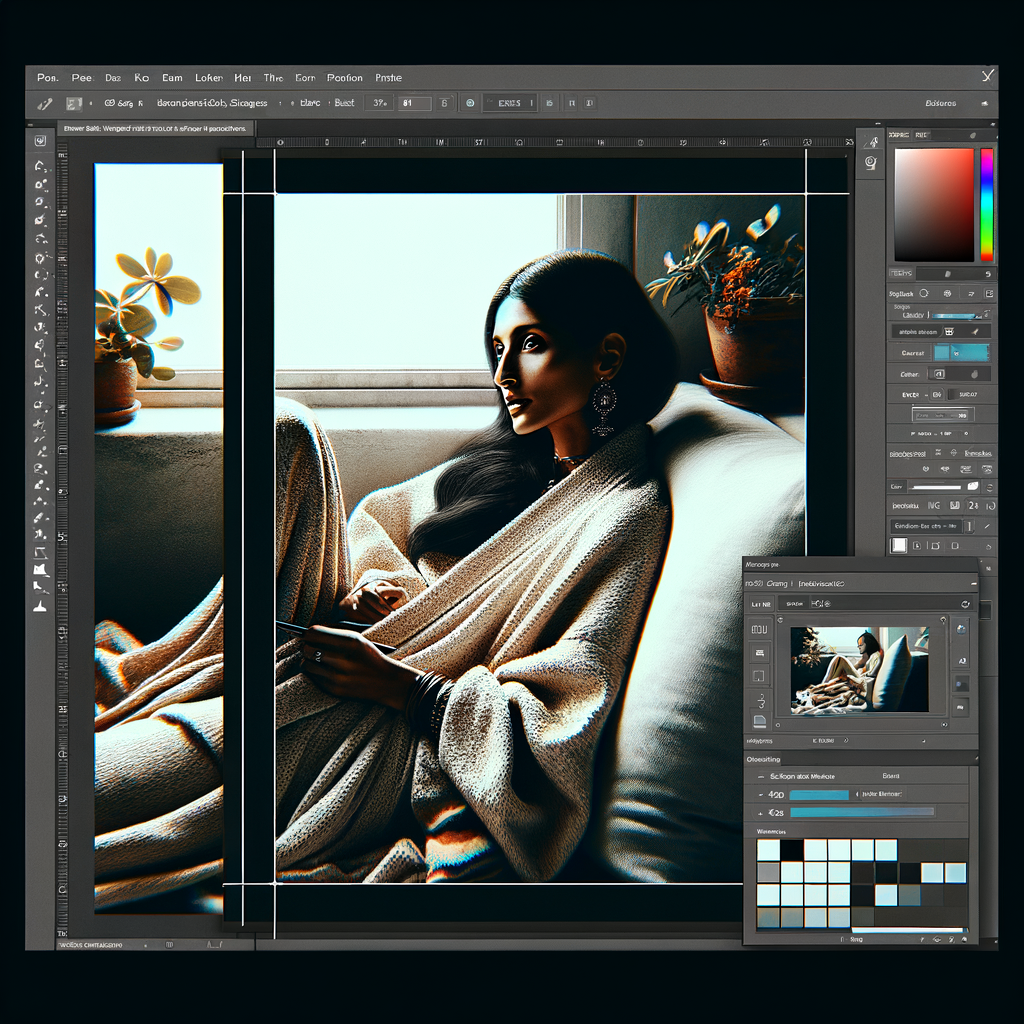 着る毛布を着て、暖かくリラックスした時間を過ごしている女性のイメージ。