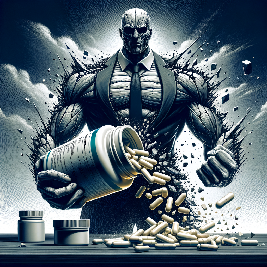 低品質で安価なビタミンサプリメントが崩れている画像。品質の悪いサプリメントのイメージ。