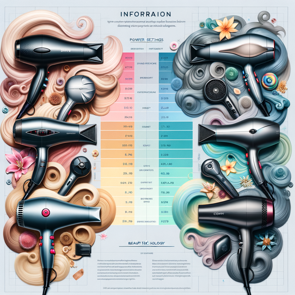 記事内の比較表をイメージした画像。複数の高級ドライヤーが並び、それぞれの特徴的な技術や機能が分かりやすく表示されている様子を表現します。